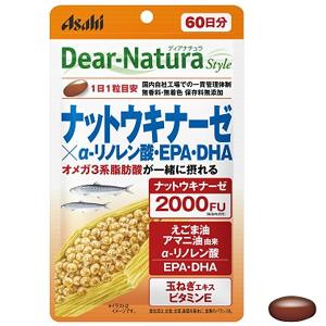 朝日Asahi Dear-Nature纳豆激酶×α-亚麻酸・EPA・DHA:60粒